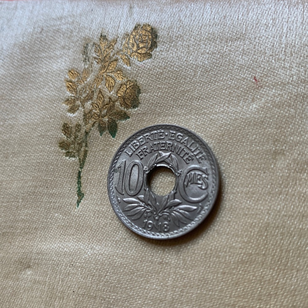 Antique 10 Centimes Silver Piece Coin 1917 or 1918
